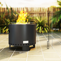 Outsunny Smokeless Steel Fire Pit, with Poker - Grey