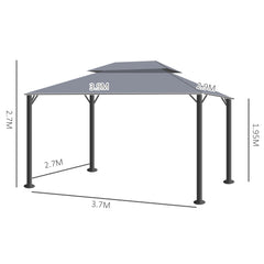 Outsunny 3 x 4m Aluminium Garden√Ç Gazebo, Marquee Canopy Shelter Pavilion Party Tent with Nets and Curtains for Garden and Deck, Dark Grey