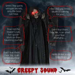 HOMCOM 6.3" Grim Reaper Halloween Animatronic، مع عيون متوهجة