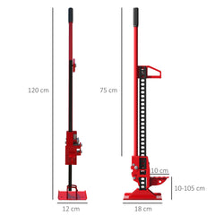 HOMCOM 3 Tonne Farm Jack, 48" High Lift Jack for 4x4 Tractors Trucks Agricultural Lifting, Red