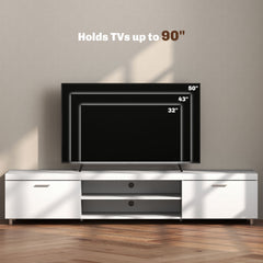 HOMCOM Modern TV unit Cabinet Entertainment Centre for TVs up to 90" w/ Cabinet Shelf for Living room Bedroom White