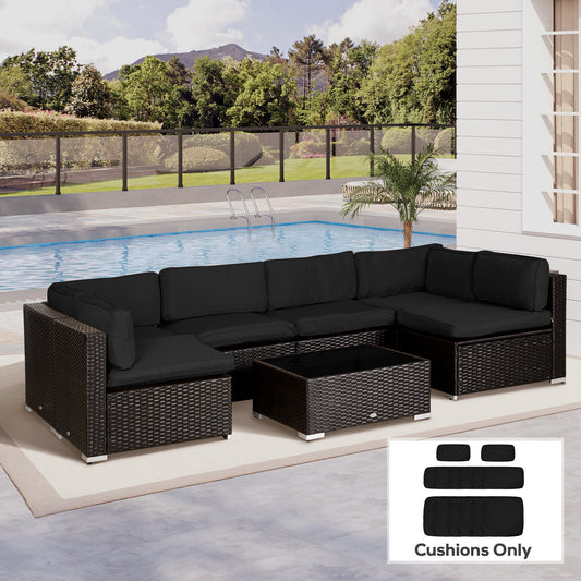 غطاء وسادة أريكة من الخيزران من Outsunny Garden مصنوع من البوليستر قابل للاستبدال للاستخدام الخارجي - بدون وسادة، لون أسود