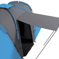 Outsunny Large Camping Tent Tunnel Tent with 2 Bedroom and Living Area, 2000mm Waterproof, Portable with Bag for 4-6 Man, Blue