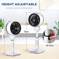 HOMCOM 9'' Air Circulator Fan 3 Speed 3 Mode, 70√Ç¬∞ Oscillation 90√Ç¬∞ Vertical Tilt, Height Adjustable, Remote Controller, for Living Room, Bedroom, Office, Black and White