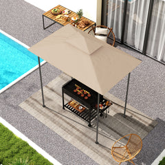 غطاء سقف بديل لشرفة الشواء الخارجية من Outsunny Grill Gazebo بإطار 1.5 × 2.4 متر، حماية UPF50+، طبقة مزدوجة 5 × 8 أقدام، غطاء علوي فقط، لون بيج