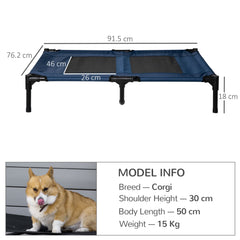 PawHut Raised Dog Bed Cat Elevated Lifted Puppy Pet Elevated Cot Portable Camping Basket √¢‚Ç¨‚Äú Blue (Large)