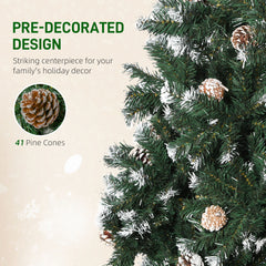 HOMCOM 5FT Artificial Christmas Tree with Pine Cones, Holiday Home Xmas Decoration Automatic Open, Green