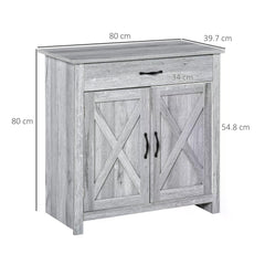 HOMCOM Farmhouse Barn Door Sideboard Storage Cabinet Coffee Bar for LIVING Room √¢‚Ç¨‚Äú Grey Grain