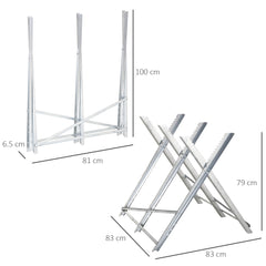 DURHAND Portable Sawhorse Heavy Duty Steel Adjustable Work Support, Foldable Sawhorse Stand 100 kg Weight Capacity, Silver Tone