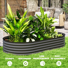 Outsunny Set of Two 181 x 93cm Steel Planters - Dark Grey