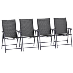 Outsunny Set of 4 Folding Garden Chairs, Metal Frame Garden Chairs Outdoor Patio Park Dining Seat with Breathable Mesh Seat, Black