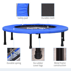 HOMCOM â91 Mini Fitness Trampoline Home Gym Yoga Exercise Rebounder Indoor Outdoor Jumper with Safety Pad, Support Up to 100 KG, Blue and Black