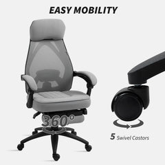 Vinsetto Office Chair with Footrest, High Back Swivel Desk Chair with Adjustable Height and Headrest for Home Office, Dark Grey