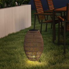 Outsunny Rattan Solar Lamp, Garden Solar Lantern with Auto On/Off Light, IP44 Waterproof, Decorative Outdoor Rattan Lamp for Porch, Pathway, Dark Brown