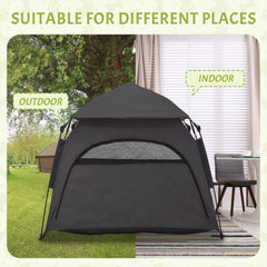 PawHut Foldable Dog Cat Tent with Water-Resistant Oxford, Carry Bag for Extra Large Dog, Charcoal Grey