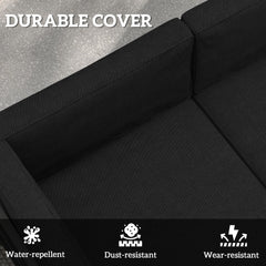 Outsunny Replacement Cushions for Rattan Furniture, 14 Piece Outdoor Seat Cushion Pad for Patio Conversation Set, 7 Seat Cushions and 7 Back Cushions, Black