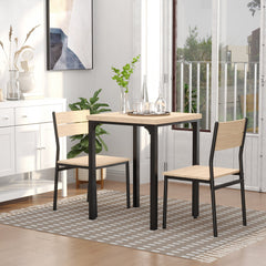 HOMCOM Three-Piece Minimal and Compact Dining Set, Light Wood Grain