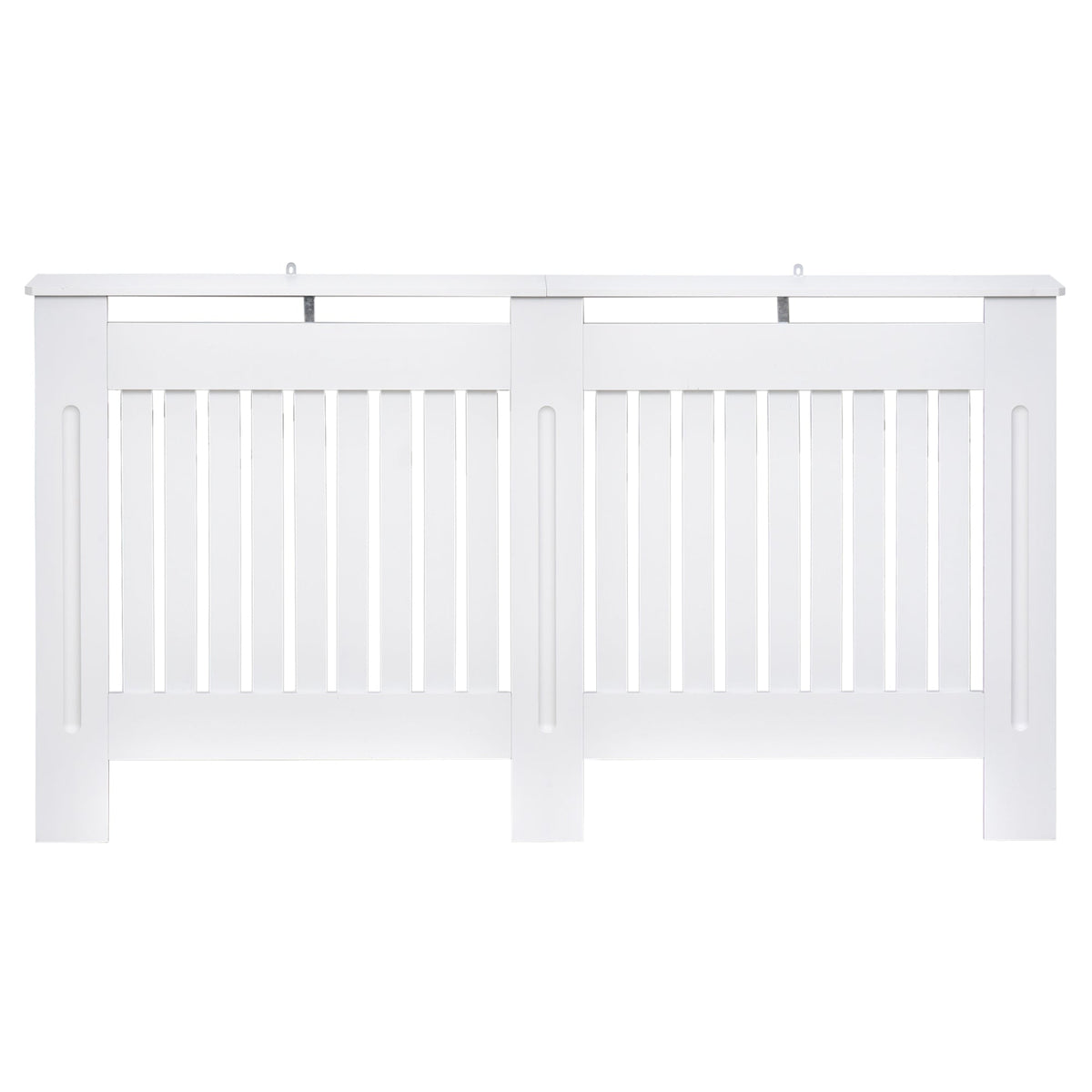 HOMCOM Slatted Radiator Cover Painted Cabinet MDF Lined Grill in White (152L x 19W x 81H cm)