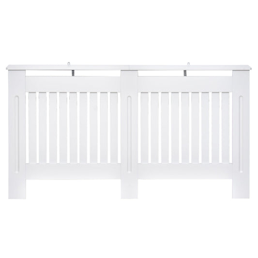 HOMCOM Slatted Radiator Cover Painted Cabinet MDF Lined Grill in White (152L x 19W x 81H cm)