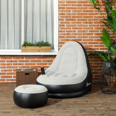 Outsunny Inflatable Tub Chair and Footstool, Grey