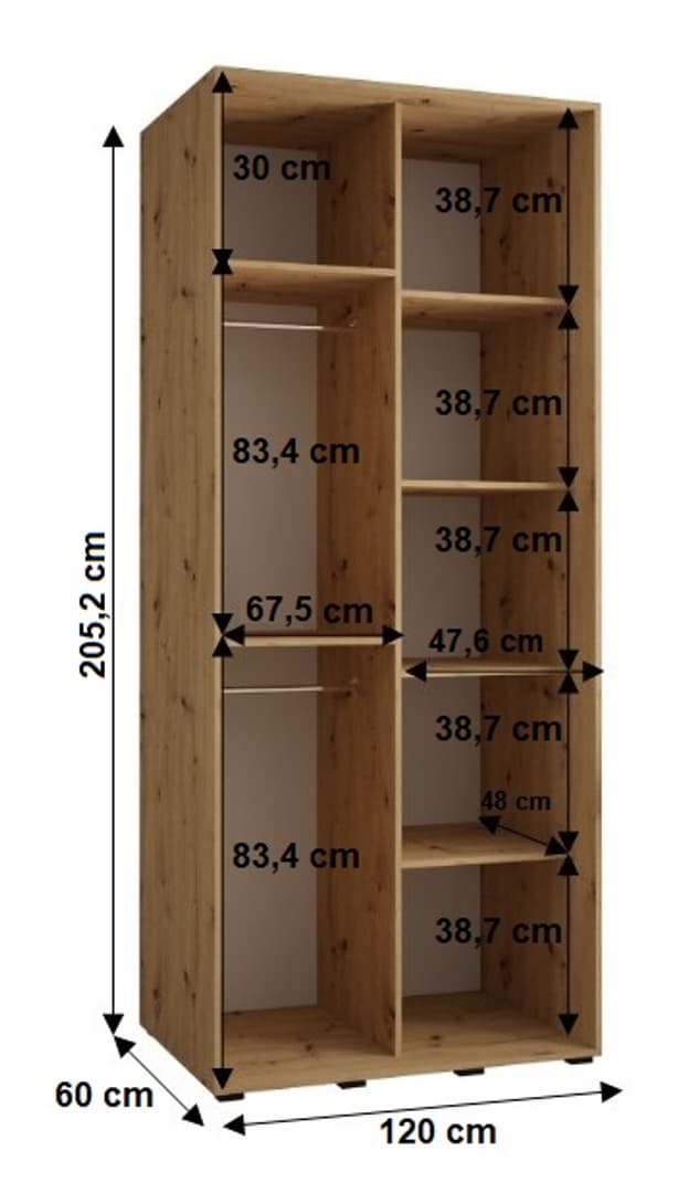 Cannes VI Sliding Door Wardrobe 120cm