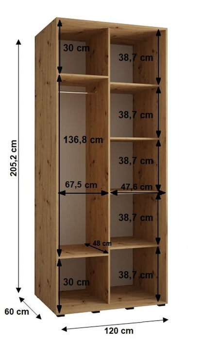 Cannes VI Sliding Door Wardrobe 120cm