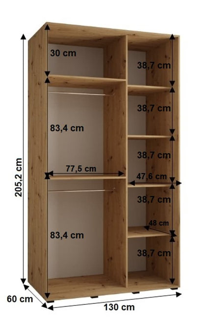 Cannes VI Sliding Door Wardrobe 130cm