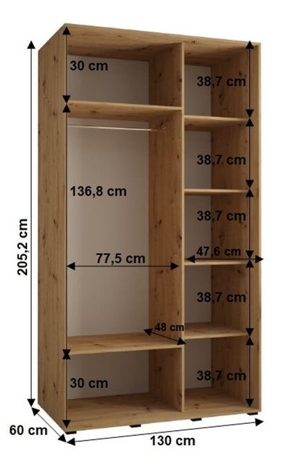 Cannes VI Sliding Door Wardrobe 130cm