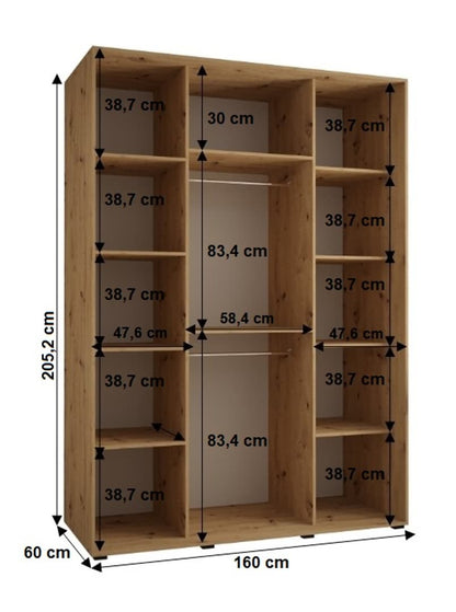 Cannes VI Sliding Door Wardrobe 160cm