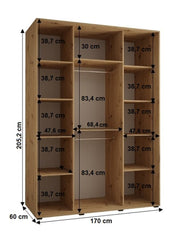 Cannes IX Sliding Door Wardrobe 170cm