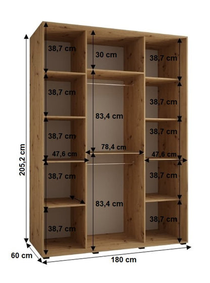 Cannes V Sliding Door Wardrobe 180cm