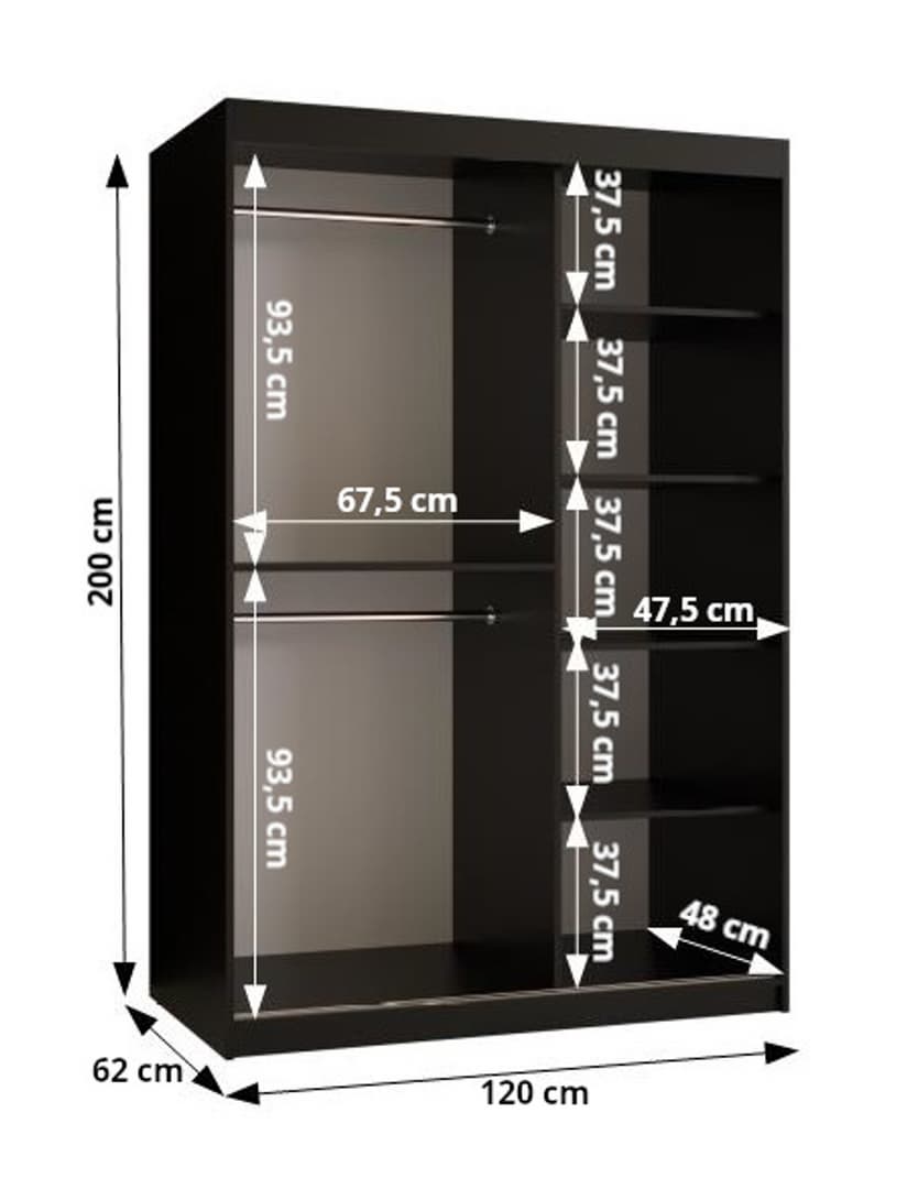 Ramiro I Sliding Door Wardrobe 120cm