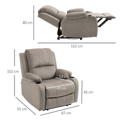 HOMCOM Recliner Chair, Microfibre Reclining Chair with Adjustable Leg Rest, Cup Holders, Recliner Armchair for Home Living Room, Brown