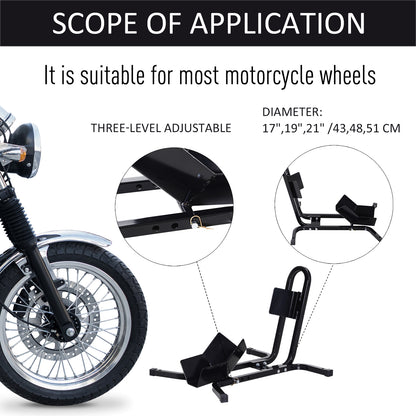 HOMCOM Metal Motorcycle Motorbike Wheel Chock Locking Stand System 17√¢‚Ç¨¬ù,19√¢‚Ç¨¬ù,21√¢‚Ç¨¬ù/43,48,51 Cm Front Wheels Steel Adjustable Fixing Tyre Holder Support