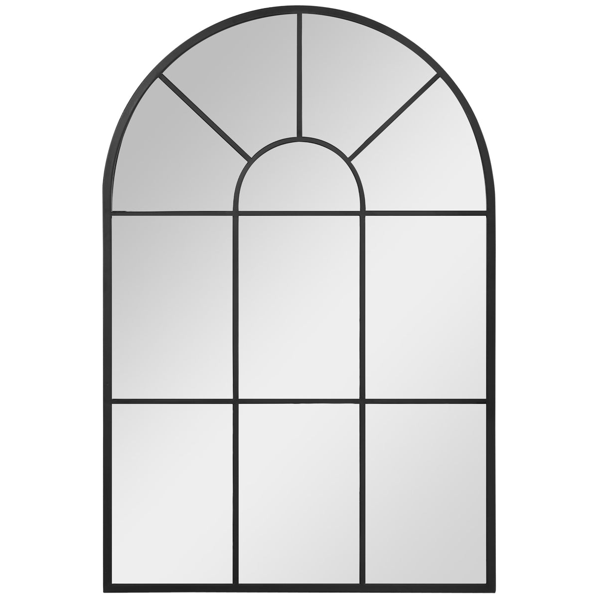 HOMCOM Modern Arched Wall Mirror, 91 x 60 cm Window Mirrors for Living Room, Bedroom, Black