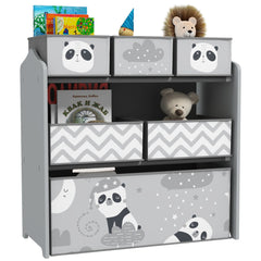 ZONEKIZ Kids Storage Unit, Toy Storage Organiser, with Six Fabric Bins, for Bedrooms, Playrooms, Nurseries - Grey