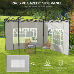 ألواح جانبية من Outsunny Gazebo، استبدال الجوانب بنافذة لمظلة Gazebo مقاس 3 × 3 (م) أو 3 × 6 م، عبوة من قطعتين، باللون الأبيض