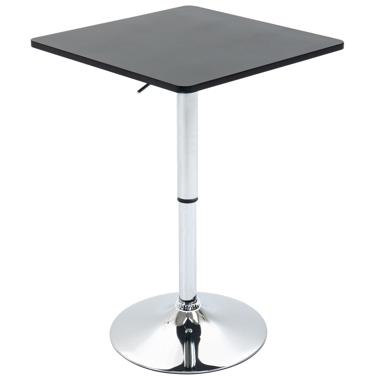 HOMCOM Modern Height Adjustable Counter Bar Table with 360√Ç¬∞ Swivel Tabletop and Electroplating Metal Base, Pub Desk for Living Room, Kitchen, Restaurant, Pub, Black and Silver