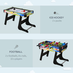 HOMCOM Folding Multi Gaming Table 4 in 1 Hockey, Football Table, Table Tennis, Billiards For Play Fun