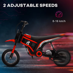 HOMCOM 24V Electric Motorbike with Twist Grip Throttle, Music, Horn, 12" Pneumatic Tyres, 16km/h Max Speed - Red