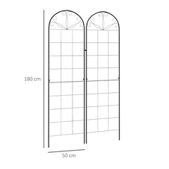 مجموعة من 2 من تعريشات معدنية من Outsunny، تعريشة حديقة لإطارات دعم النباتات المتسلقة، تصميم شبكي