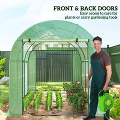 Outsunny 300 x 200cm Walk-In Polytunnel Greenhouse - Green