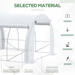 Outsunny 3 x 3 x 2 m Polytunnel Greenhouse with Roll-up Side Walls, Walk-in Grow House Tent with Steel Frame, Reinforced Cover, Zipped Door and 6 Mesh Windows for Garden, White