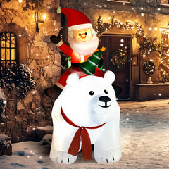 Outsunny 6.6ft Inflatable Santa Riding Polar Bear Decoration