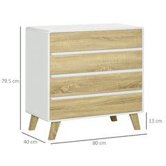 HOMCOM Chest of Four Drawers - Wood-Effect/White