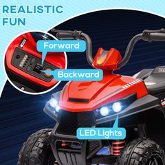 AIYAPLAY 12V Kids Electric Quad Bike w/ Spring Suspension System, Forward, Backward, LED Light, Music, MP3, Red