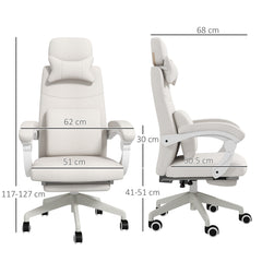 Vinsetto Linen-Look Office Chair, with 160√Ç¬∞ Reclining Back and Footrest - White