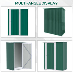 Outsunny 5ft x 3ft Metal Garden Storage Shed, Outdoor Tool Shed with Sloped Roof, Lockable Door for Tools, Equipment, Green