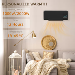 HOMCOM 2kW Wall-Mounted Heater, 18-45√Ç¬∞C Temperature - Black