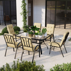 Outsunny Seven-Piece Garden Dining Set with Cushions - Beige